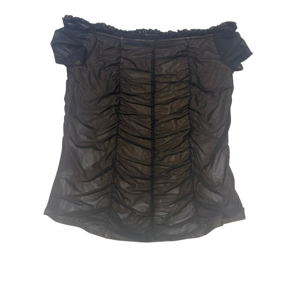 Torrid 2 plus ruched off the shoulder mesh top TB 3296